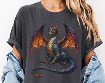 Fantasy Dragon T-shirt, Comfort Colors® Dragon Shirt, Mythical Creature Tee, Fantasy Art Shirt, Dragon Lover Gift, Medieval Dragon Tee