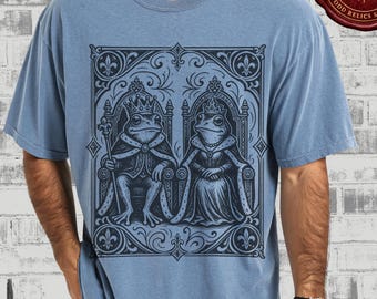 Frog King and Queen T-shirt Comfort Colors® Medieval Weird Animal Style Shirt Fantasy Frog Art Tees