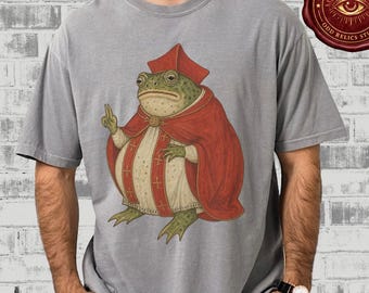 The Cardinal Frog Graphic T-shirt Comfort Colors® Toad Anthro Dark Academia Design Shirt Fantasy Medieval Weird Frog Creature Tee