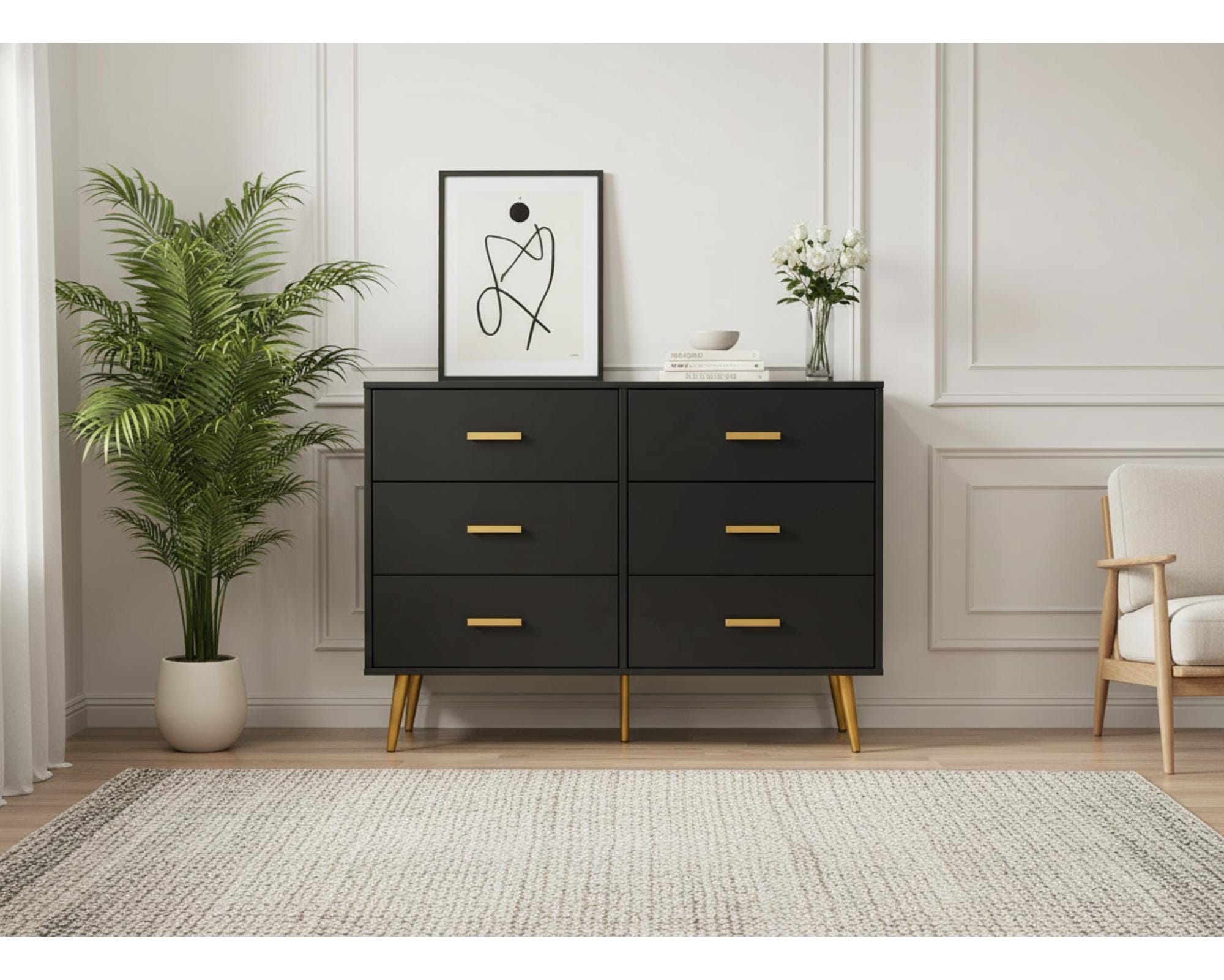 Black and Gold Chest of Drawers - Etsy