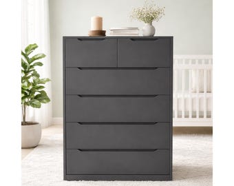 Romorgniz 6 Drawer Tall Dresser for Bedroom, Modern Wooden Chest of Drawers, Narrow Storage Dresser for Living Room, Entryway, Hallway