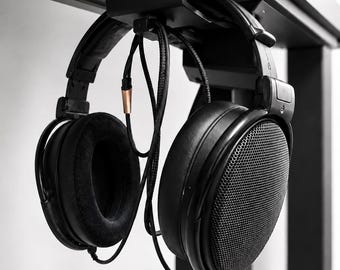 Under Desk Headphone Hanger with Cable Management | Gaming Desk Organizer | Minimal Headset Holder