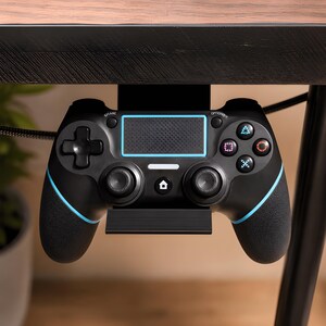 PS4 Controller Charging Holder Under Desk Mount, Dual Shock 4 Controller Hanger with Cable Management, Gaming Desk Organizer