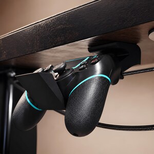 PS4 Controller Charging Holder Under Desk Mount, Dual Shock 4 Controller Hanger with Cable Management, Gaming Desk Organizer