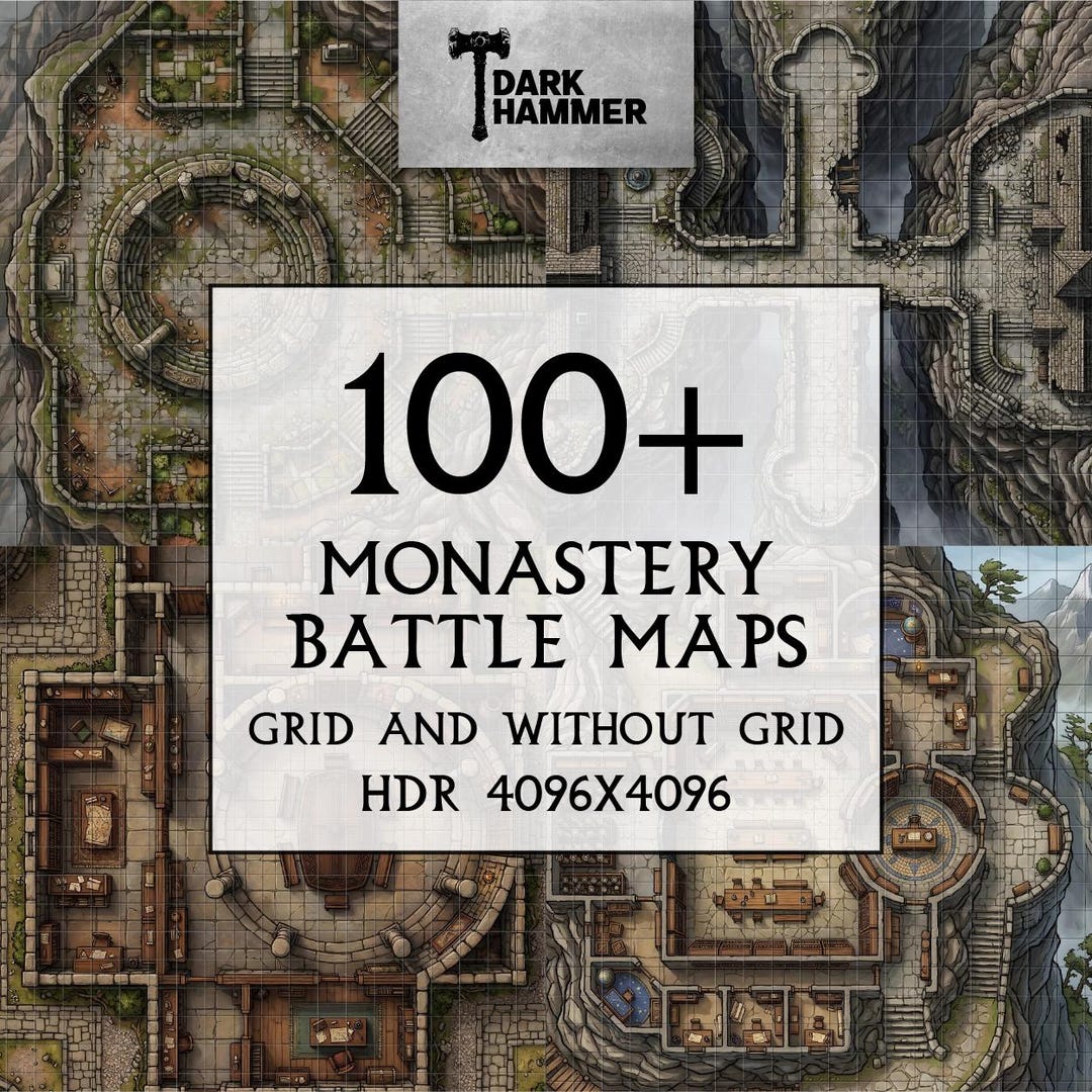 100+ Monastery Battle Maps, DND VTT RPG Maps, Grid/gridless Pack - Etsy