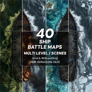 DND Ship Battle Maps, Multi-Level Pirate Warship, VTT Naval Interiors (PDF Delivery)