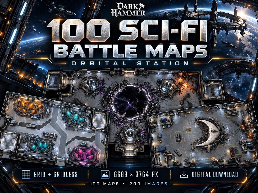 100 Sci-fi Battle Maps | Space Station & Alien Infestation | Gridded ...