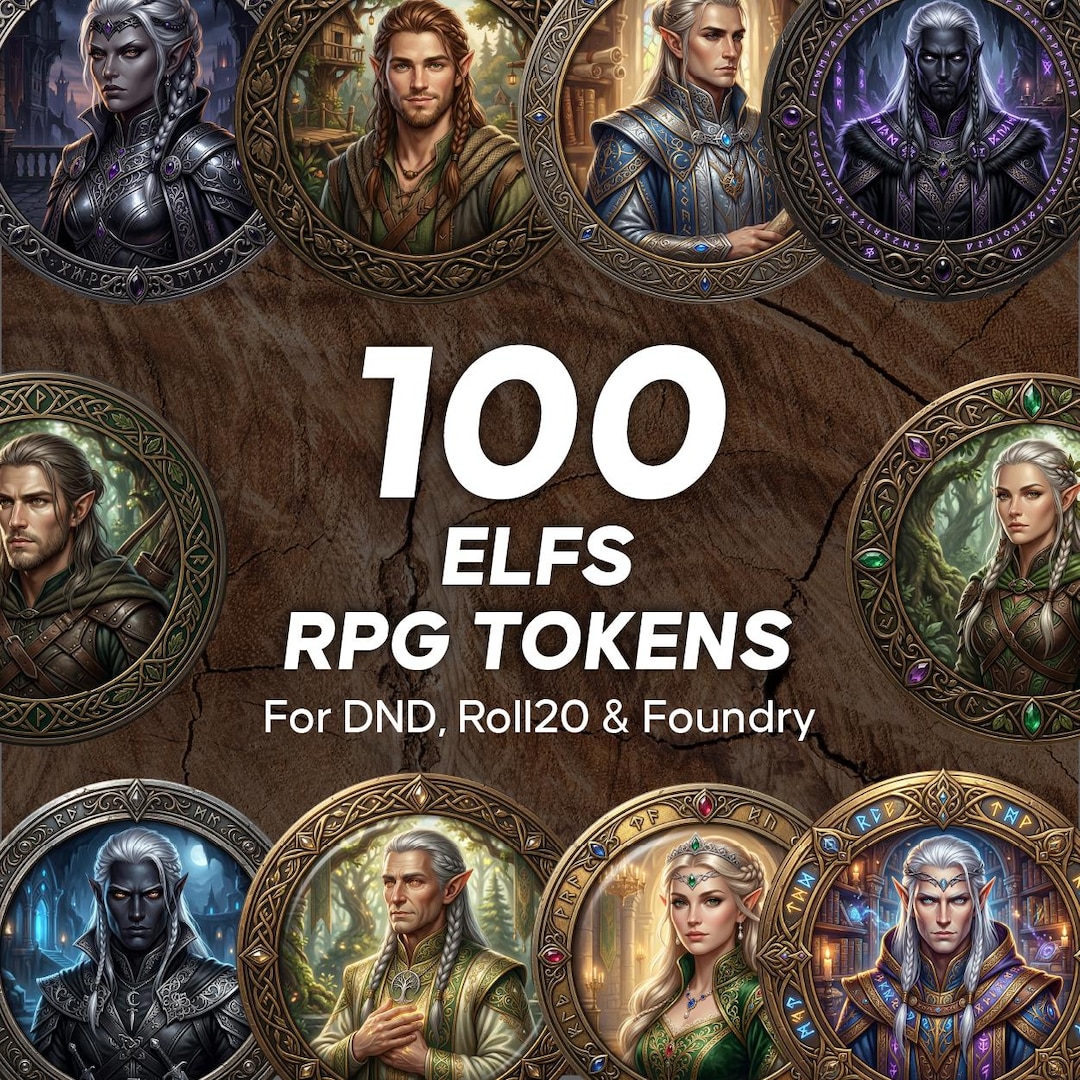 100 Elf RPG Tokens, Fantasy VTT Character Portraits for DND, Roll20 ...
