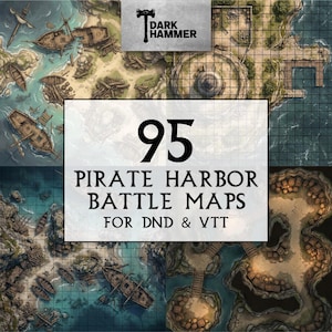 95 Pirate Harbor Battle Maps for D&D, VTT RPG Coastal Town Pack (Digital Download)