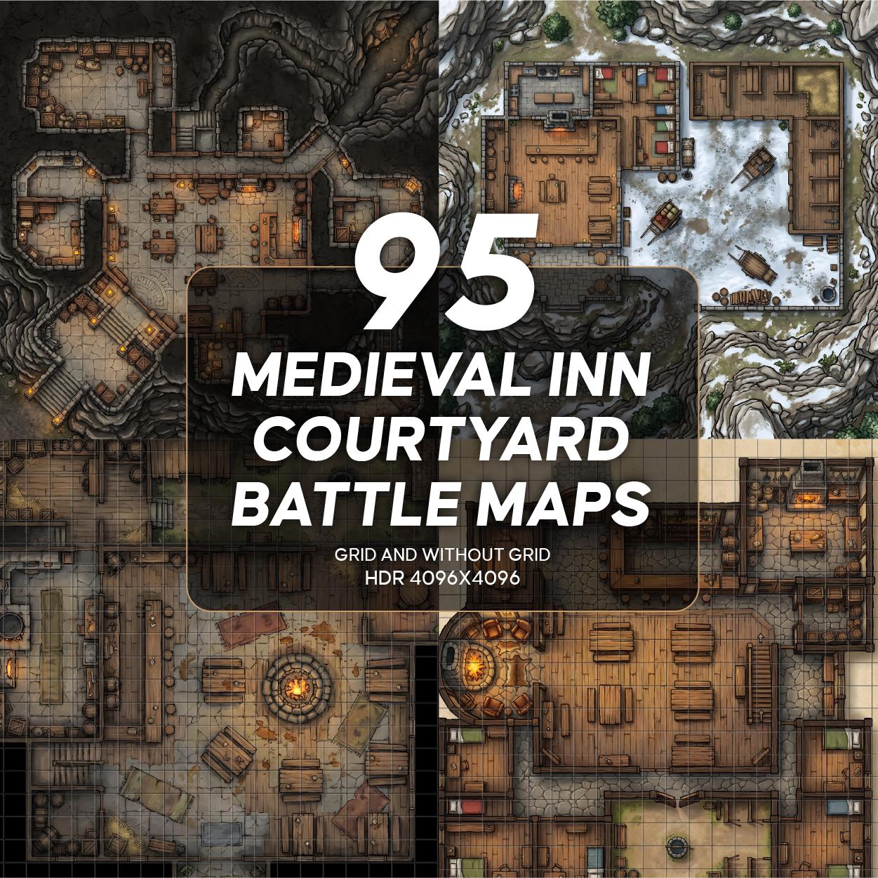 95 Medieval Inn Courtyard Battle Maps for D&D, Fantasy RPG VTT - Etsy