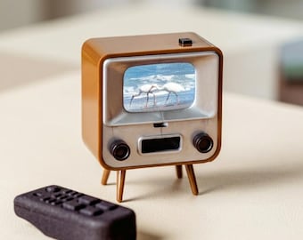 TinyTV®2 Mini Vintage TV with Remote, 1:12 Dollhouse TV, Working Mini TV for Action Figures