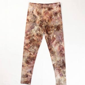 Found Objects Ice-Dyed Leggings – Earth-Tone Hand-Dyed Apparel – One-of-a-Kind Wearable Art