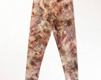 Found Objects Ice-Dyed Leggings – Earth-Tone Hand-Dyed Apparel – One-of-a-Kind Wearable Art