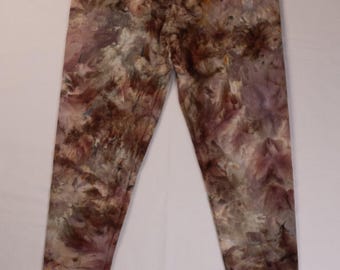 Found Objects Ice-Dyed Leggings – Earth-Tone Hand-Dyed Apparel – One-of-a-Kind Wearable Art