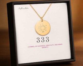 333 Angel Number Necklace | Spiritual Guidance & Growth Necklace | Manifestation Jewellery | Gift | Minimalist Coin Pendant