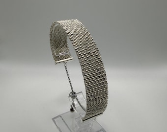 Silver Gray Miyuki Delica 11/0 Beaded Bracelet | Handmade Wide Cuff Bracelet | Adjustable Minimalist Jewelry | Gift for Her
