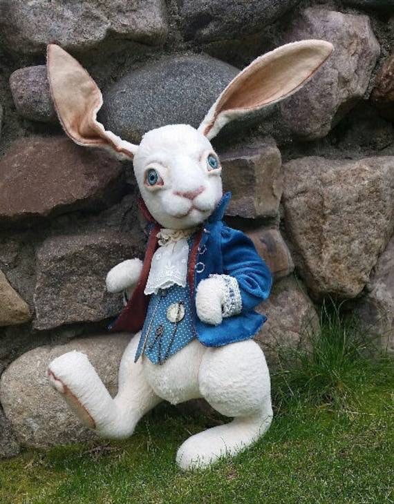 alice in wonderland stuffed white rabbit