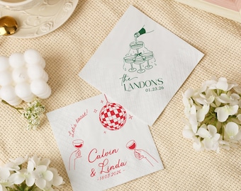 Servilletas de boda personalizadas, servilletas de cóctel personalizadas con texto, servilletas para despedida de soltera/compromiso, decoración para recepción de boda, servilletas para fiestas