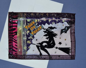 Halloween Witch Quilted Postcard