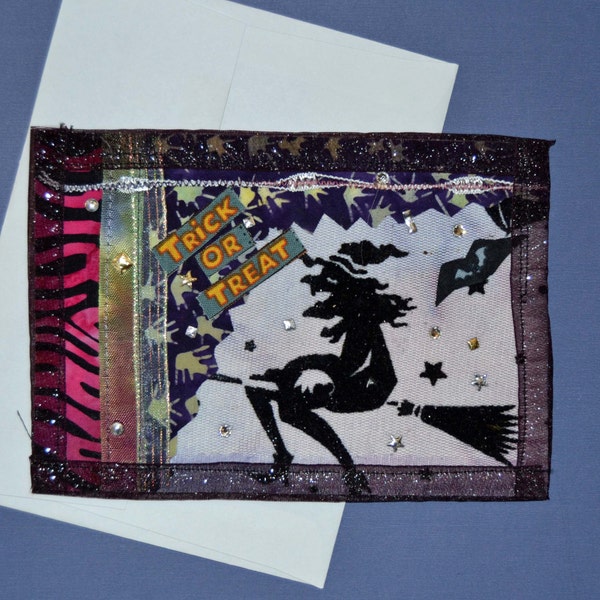 Halloween Witch Quilted Postcard