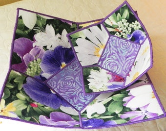 Luscious Pansy Quilted Bowl Set