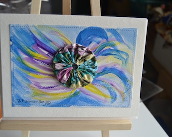 Bursting with Blue Mixed Media Card