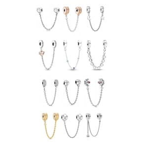 S925 Sterling Silver Safety Chain Pendant,Fits Pandora European Bracelet Charms,Snake Bracelet Charm, Gift for her