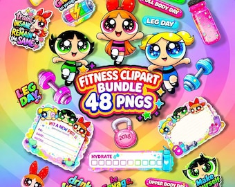 Y2k power girls fitness gym workout Clipart bundle