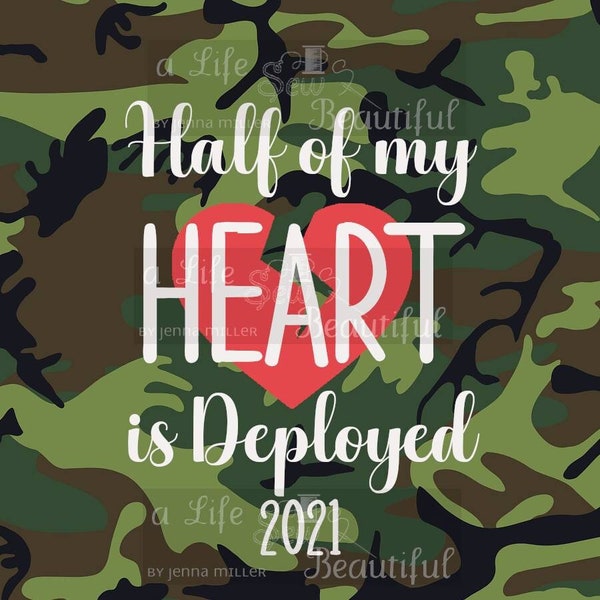 Half of my Heart is Deployed 2021 Military Christmas Ornament Digital Download for sublimation or Print PNG