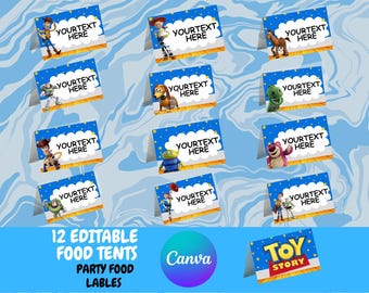 12 Toy Story Food Tent Labels Birthday Party favors Decor ts1