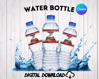 Etiquetas para botellas de agua de Cars, recuerdos para fiestas de cumpleaños infantiles, etiquetas de Rayo McQueen y Mate Ca2