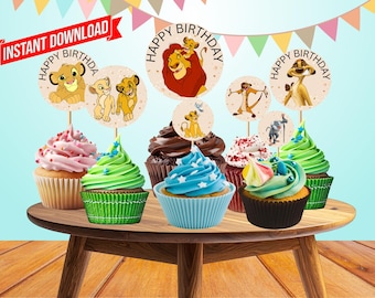 Lion King Simba Cupcake Toppers Verjaardag Afdrukbare Toppers Feestartikelen