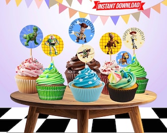 Toy Story cupcake topper afdrukbare verjaardagsfeestje gunsten, labels ts01