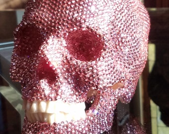 Custom Order***Human Skull Taxidermy SWAROVSKI Crystal Painted Art Sculpture