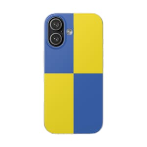 Horse Racing iPhone Case | Yellow & Blue Chequered | Flexi Phone Case