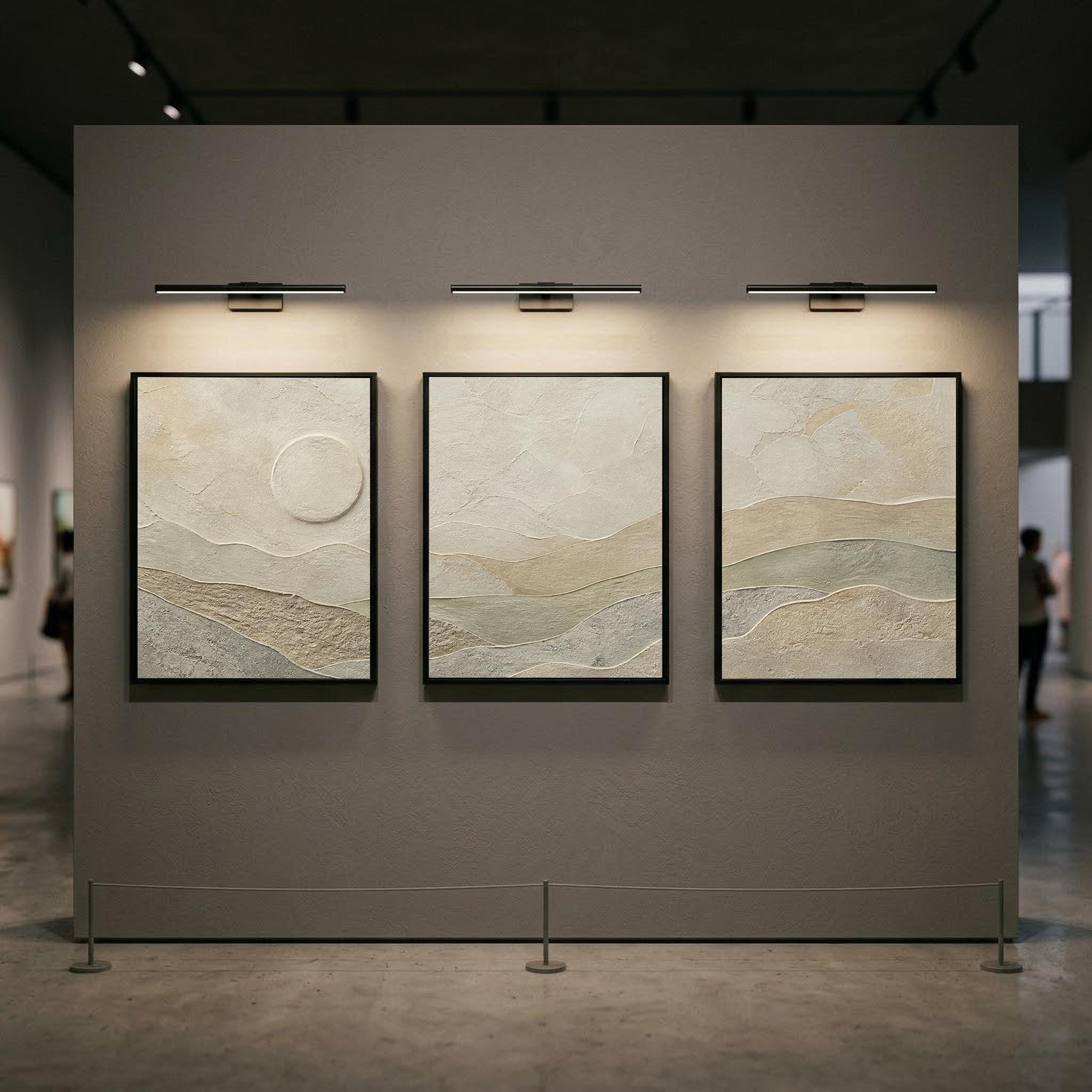 Japandi Textured Landscape Triptych Wall Art Set, Wabi Sabi 3 Piece ...