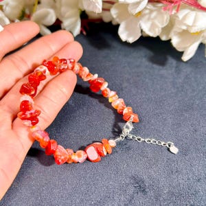 Red Fire Agate Stone Chips Crystal Adjustable Bracelet