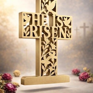 Pacote STL da Cruz "Ele Ressuscitou" | Impressão 3D da Cruz Cristã | Arquivo STL Multicolorido e Monocromático | Decoração de Páscoa | Arquivo Religioso para Impressão 3D