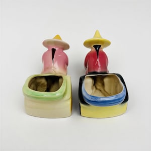Macetas Rickshaw, par de cerámica de mediados de siglo / Esmalte multicolor - Macetas para suculentas de 11,4 cm (4,5 pulgadas), importadas de Japón
