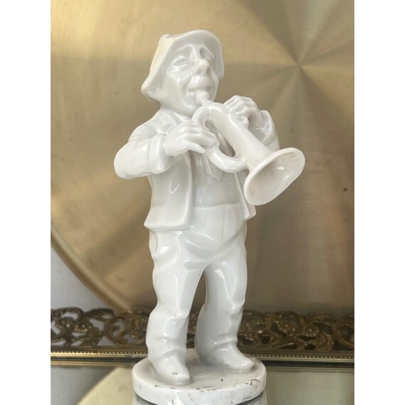 Pair of Vintage Dresden Germany White Porcelain Musician|Flute & Saxophone