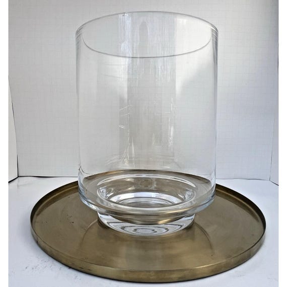 Clear Glass Hurricane Vase Cylinder Potpourri Candle Holder Heavy Base