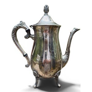Vintage Leonard Silverplated Teapot Ornate Footed Coffee Pot Hollywood Regency