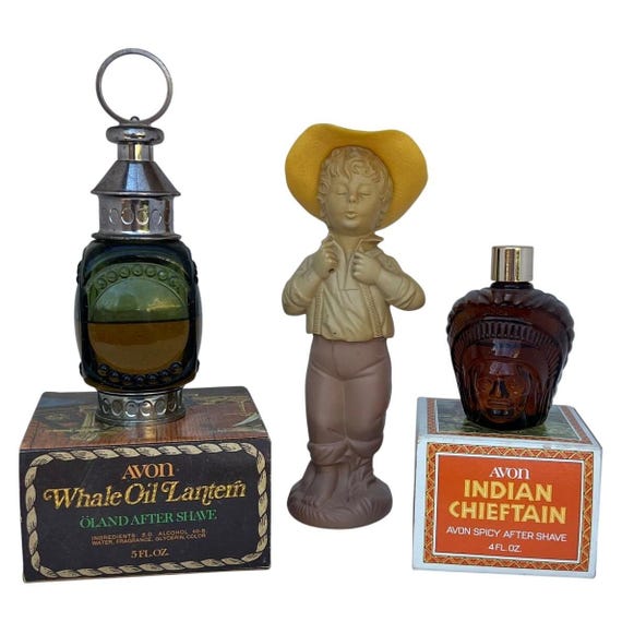 Vintage Avon Figural Cologne Bottle Lot (3) - Full & Boxed - New Old Stock