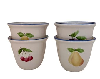 Moldes individuales para postres de frutas/flautines Pfaltzgraff Hopscotch de los años 90 - Juego de 4