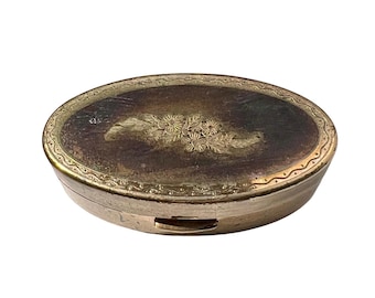 Estuche de pintalabios vintage Max Factor Hollywood - Estampado floral de latón - Alta sociedad de los años 50