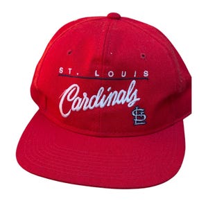 Vintage 90s Drew Pearson St Louis Cardinals Script Snapback Hat Wool Red MLB
