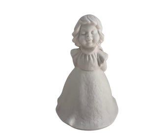 Goebel Bisque Porcelain Girl Figurine | West Germany Matte White Bell 1973