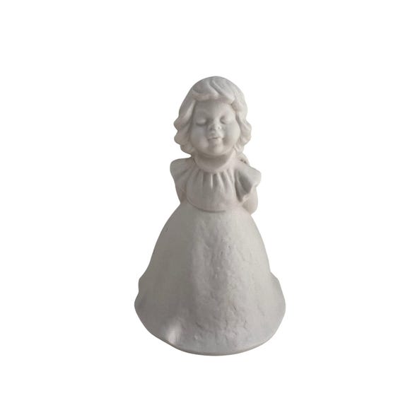 Vintage Goebel Bisque Porcelain Girl Bell W Germany Matte White Figure