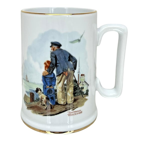 Vintage Norman Rockwell "Looking Out to Sea" Coffee Mug 1985 Museum Collection