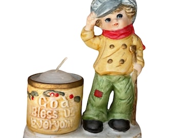 JASCO Tiny Tim kaarsenhouder porselein kerstfeest beeldje 1978 klein